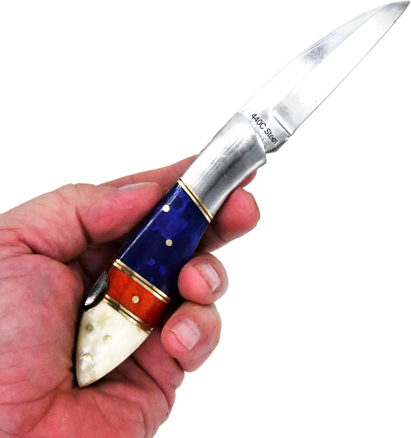Get Special Price (0 8/18) DKC-58-440c BLUE JAY 440c Stainless Steel Folding Hunting Pocket Knife 4.5 Folded 8 Long 3.25 Blade 7.5oz High Class Looks t Hand Made DKC Knives