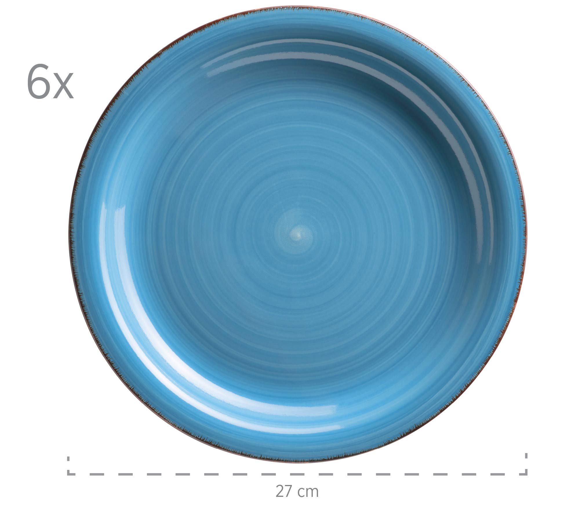 MÄSER 931619 Bel Tempo II Service de table vintage 30 pièces pour 6 personnes, en céramique peinte à la main, bleu foncé, grès, bleu