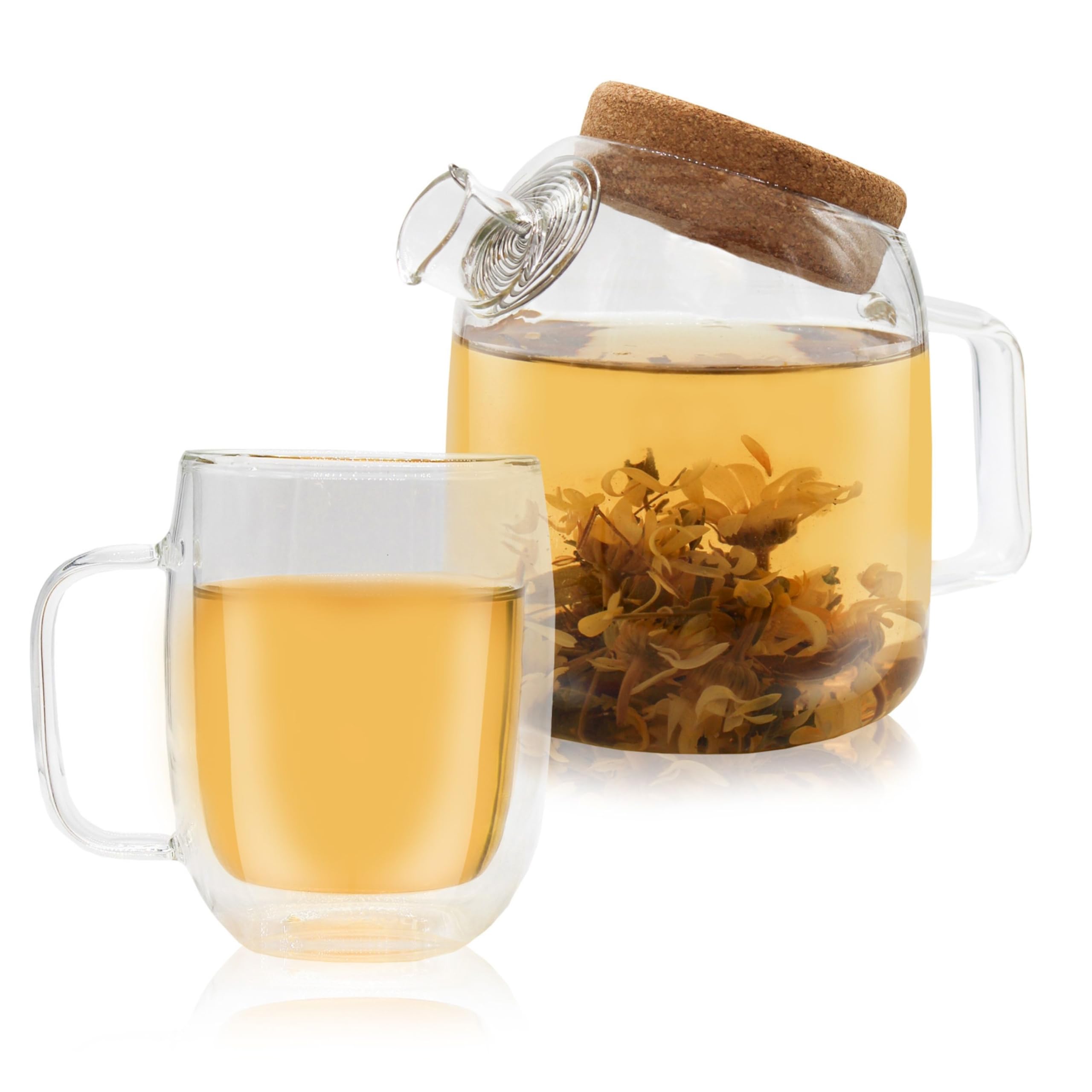 Horae - Coffret théière avec tasse - Théière en verre borosilicate 700 ml et tasse en verre double paroi 350ml - Idée coffret cadeau à offrir