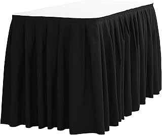 LTC LINENS Table Skirt for 8 ft Rectangular Table-21 ft Black Table Skir...