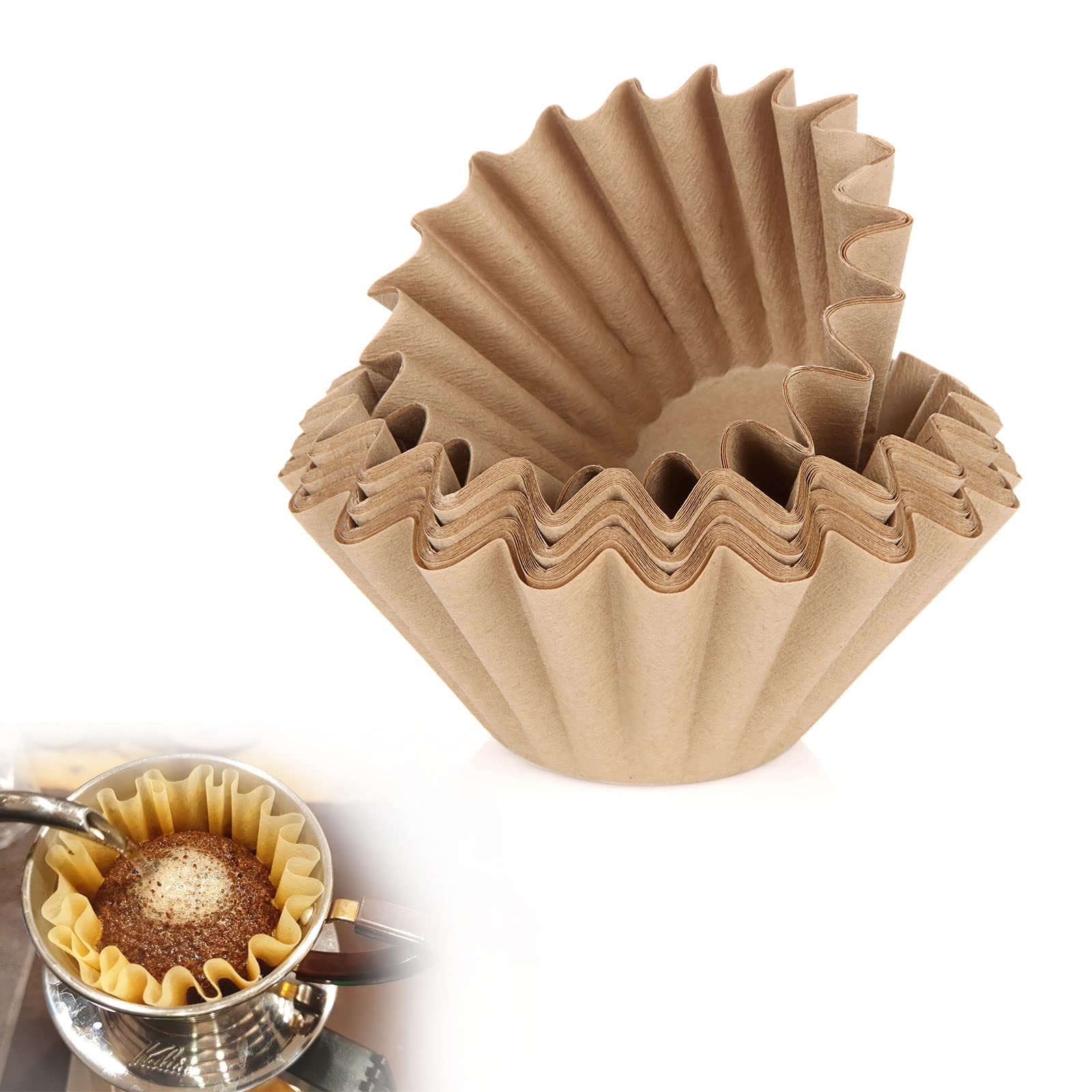 Papier-Kaffeefilter, ungebleicht, 1–4 Tassen, Einweg-Kaffeefilter zum Übergießen von Kaffeefilter für kleine Korb-Kaffeemaschinen, Tropfkaffeemaschine, Einzelportion-Kaffeekanne (braun)