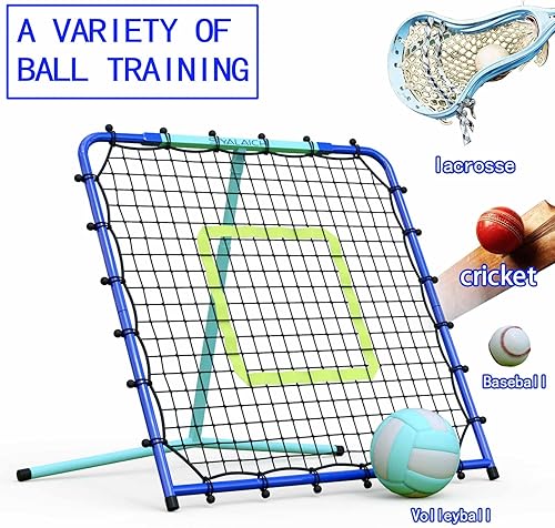 Miniatura 5 de Red de rebote de béisbol de 3 x 3 pies, entrenador de campo de red de rebote con 5 ángulos ajustables, red elástica resistente a los rayos UV y a la