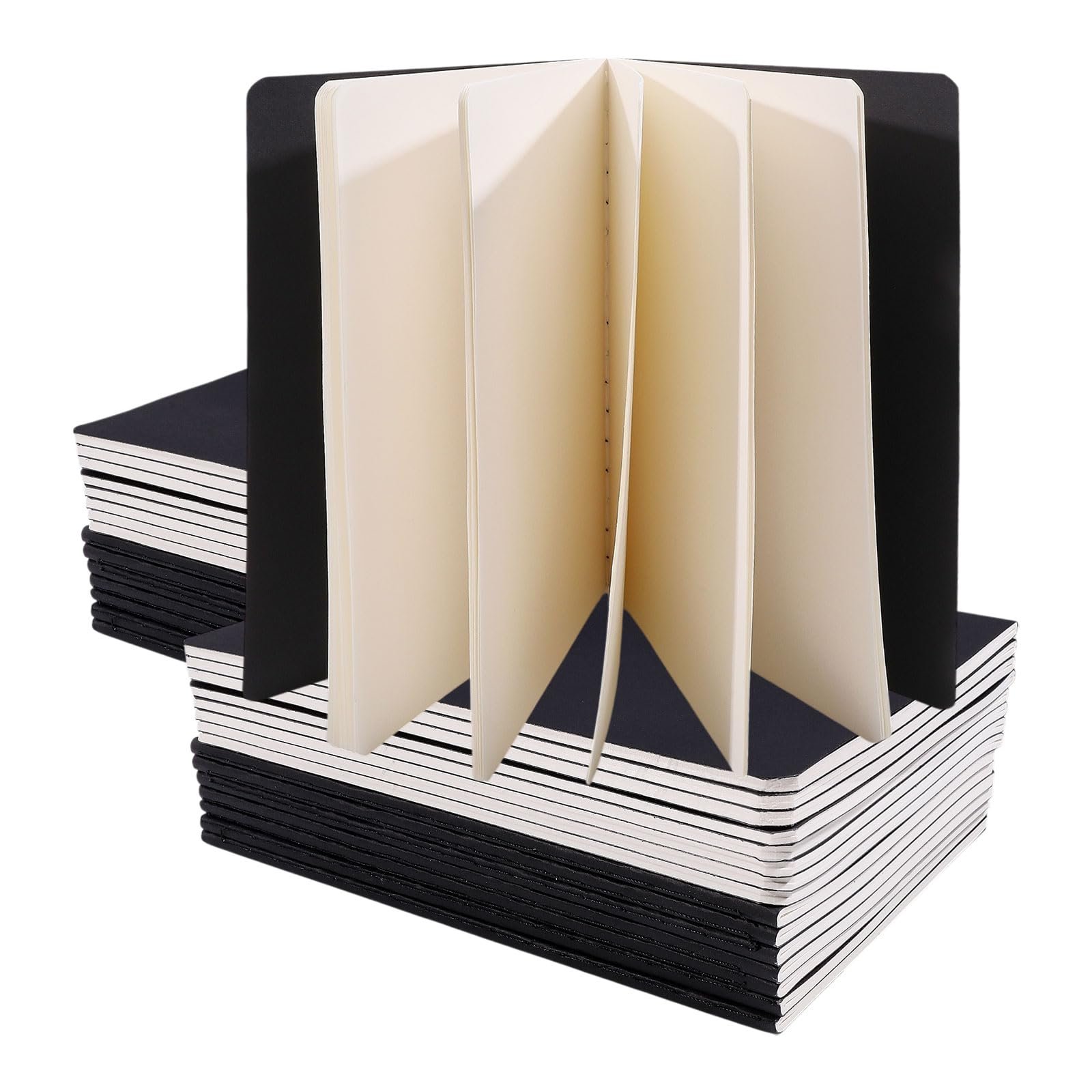 GLOBLELAND 30 cuadernos A5 negros, 50 hojas, 100 páginas, 20 x 12,7 cm, tamaño pequeño, bloc de notas pequeño, sin forro, papel grueso liso para suministros de oficina, dibujo, diario de escritura