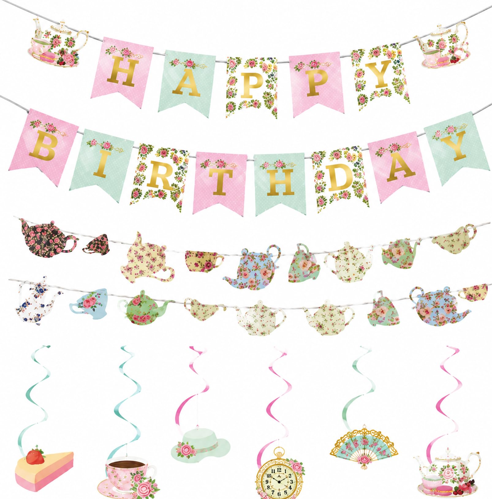 8 Pcs Afternoon Tea Decorations, Garden Party Decoration, Te a Party Decor ations With Swirl Accents, Elegant Garden And Wedding Venue Arrangements For Sophisticated Gatherings
