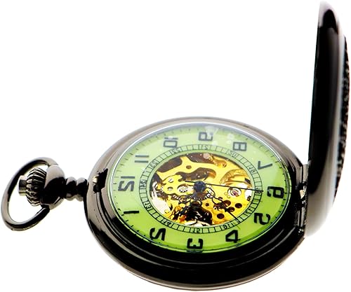 Miniatura 3 de Steampunk - Reloj de bolsillo mecánico con diseño de letras romanas vintage con cadenas para regalos de Navidad