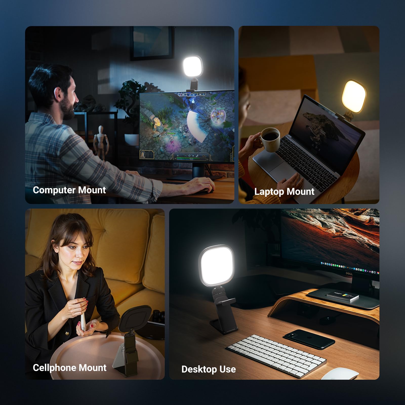 NEEWER BASICS (zestawy 2) 5'' 10 W dwukolorowa lampa biurkowa USB z oświetleniem peryferyjnym, z wielofunkcyjną podstawką, CRI 95, do monitora, laptopa, kamery internetowej, wideokonferencji i zoomu