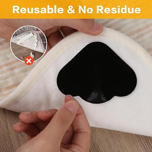 Miniatura 5 de YHOVID 24 pinzas para alfombras para suelos de madera dura, agarres antideslizantes para alfombras de área, adhesivos reutilizables y lavables,