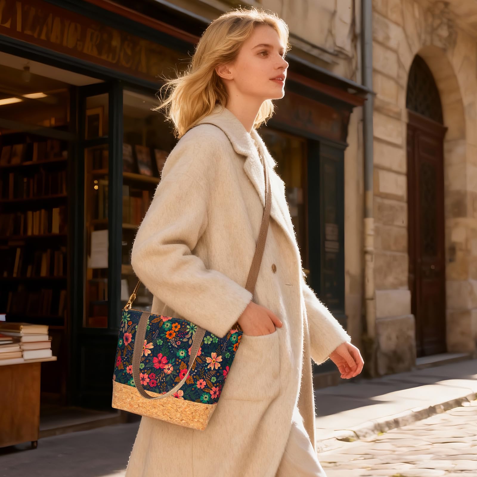 boshiho Bolso bandolera de corcho Crossbody Piel Vegana Sostenible Mujer Bolso de mano Monedero de Corcho Accesorios de Viaje Billetera de Viaje
