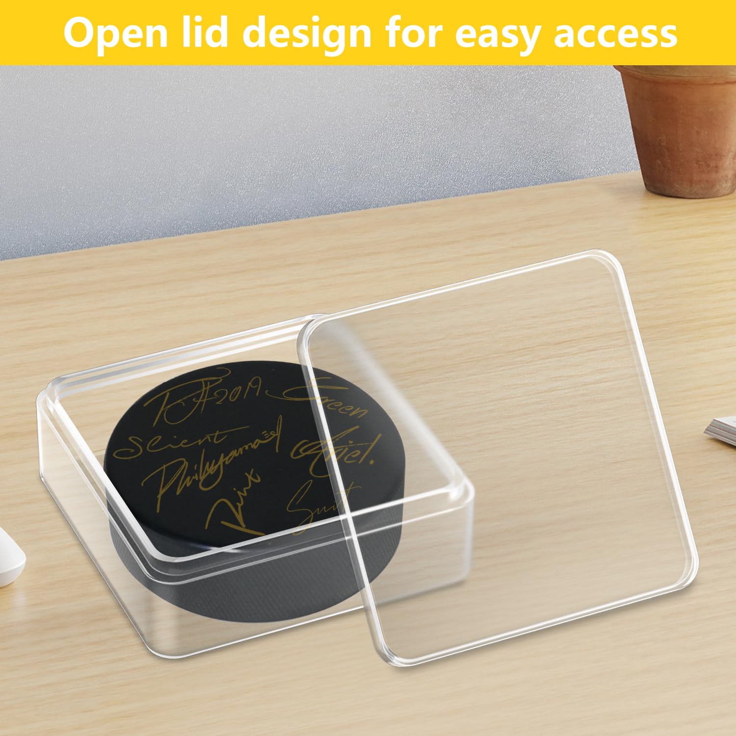 72-Pack Clear Plastic Puck Display Cases - Stackable Holders For Hockey Pucks - CSP