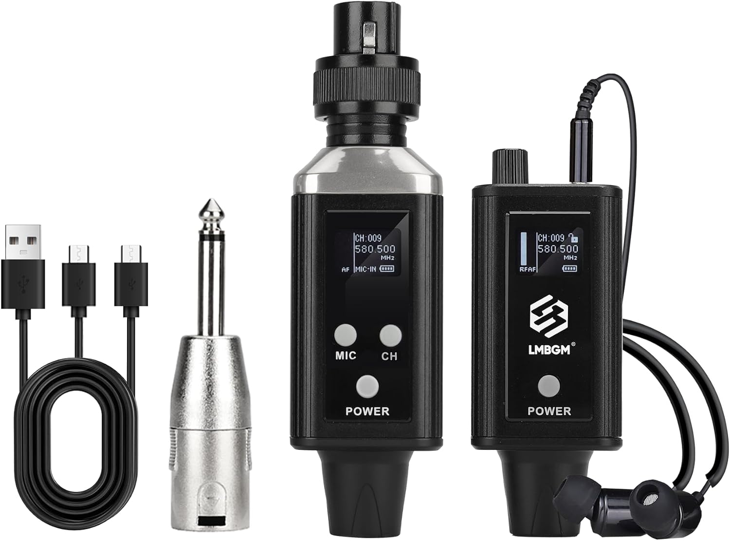 A9 UHF Wireless in-Ear Monitor System Transmitter and Beltpack Receiver for Studio, Band Rehearsal and Live Performance (A9-1) (A9-1-BK)