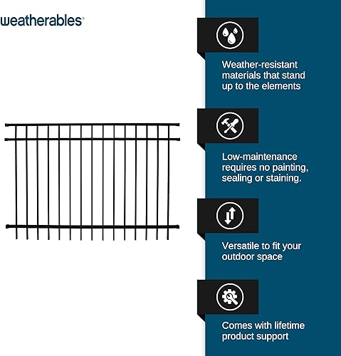 Miniatura 3 de Weatherables Livingston Kit de valla de aluminio  Kit de bricolaje para cercado de patio trasero y jardín, fabricado con aluminio duradero con