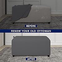 Vista 42 de PureFit Funda otomana rectangular de ajuste suave superelástica, para taburete de pies y muebles de almacenamiento plegables para sala de estar