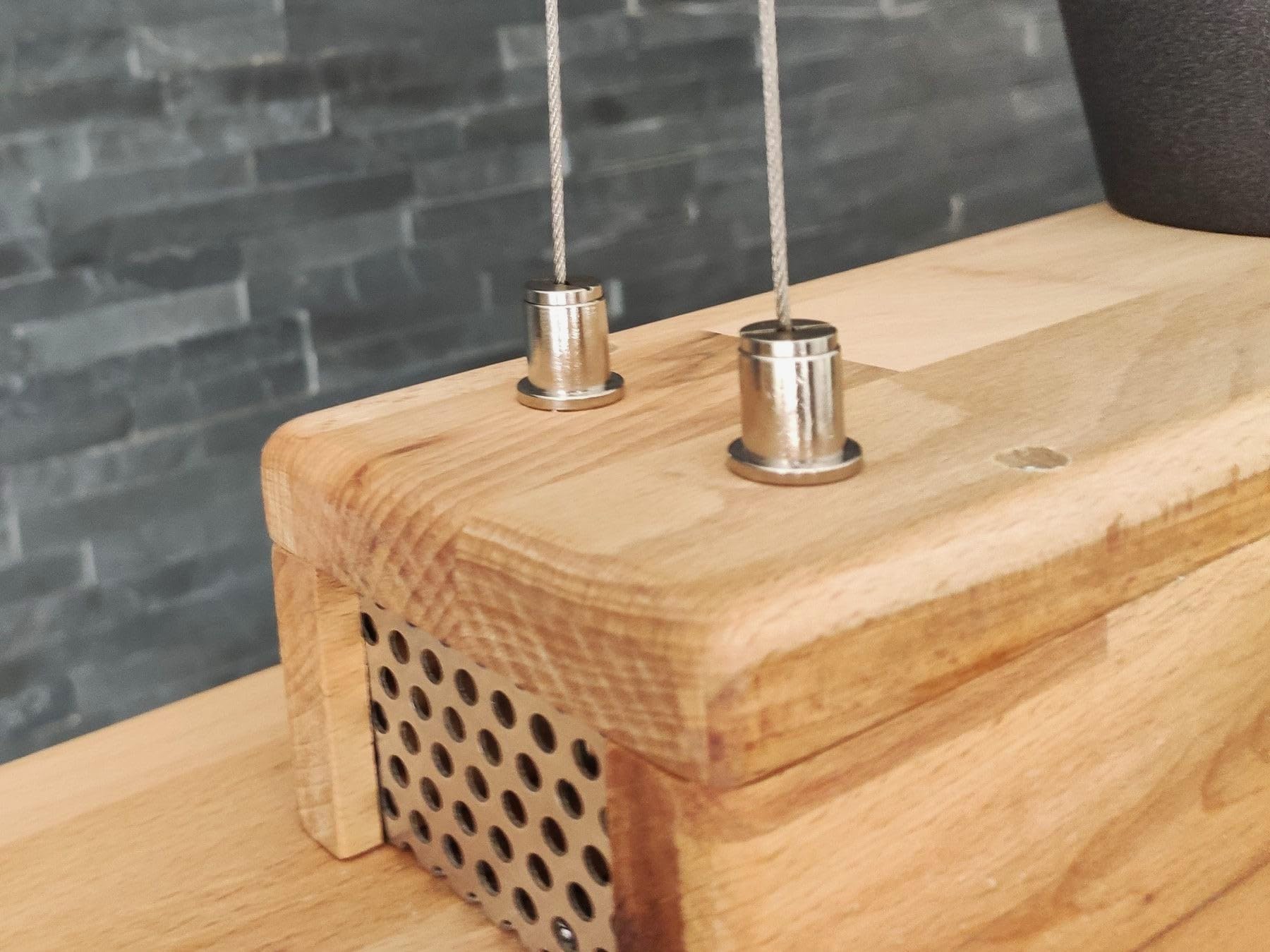TESSA LED Esstischlampe Pendelleuchte Unikat Wildeiche Holz Hängelampe mit Baumkante Hängeleuchte Dimmbar ohne Dimmer Led Austauschbar Eiche geölt Massiv mit Baumkante (100 cm /4 Spots)