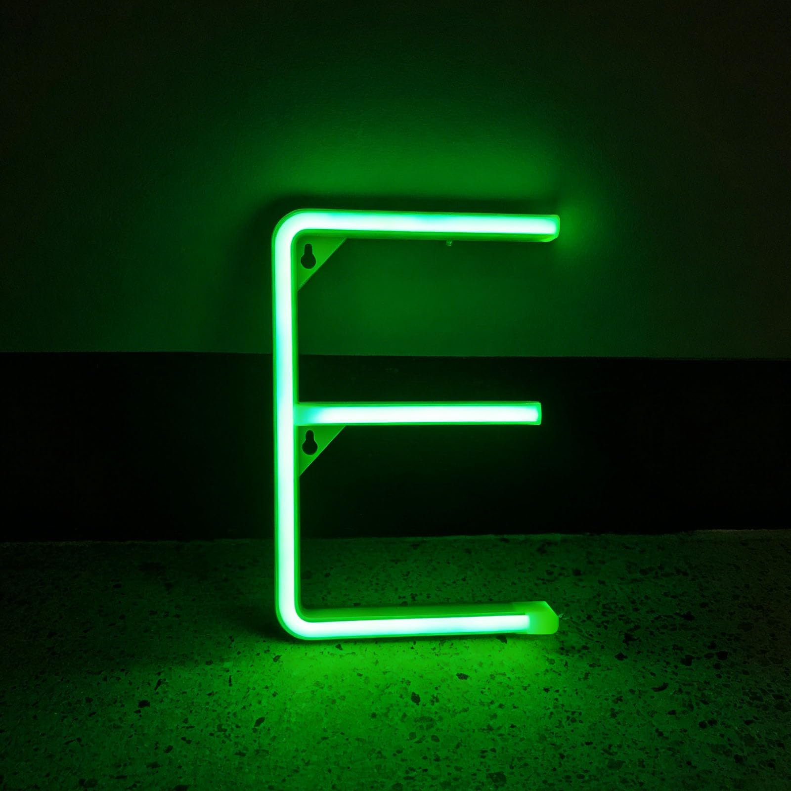 shulovehua Green Neon Letter Sign Night Lights Battery or USB Operated LED Alphabet Neon Art Lights Wall Decor Light up Words for Wedding Birthday Party Christmas Home Bar Decoration (E) — image 1