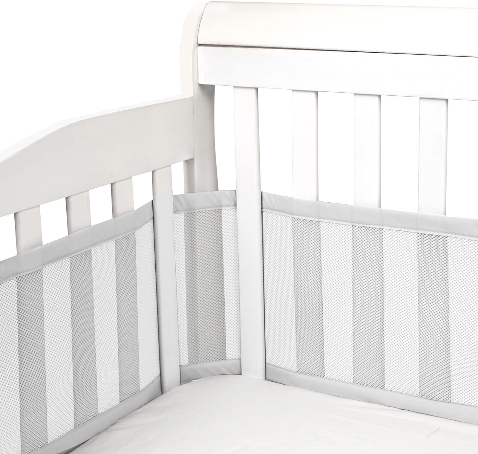 Luchild Cot Bumper - Baby Boys Girls Nursery Breathable Crib Bed Liner Bumper Set - Airflow Safe 3D Mesh Crib Liner (Grey)