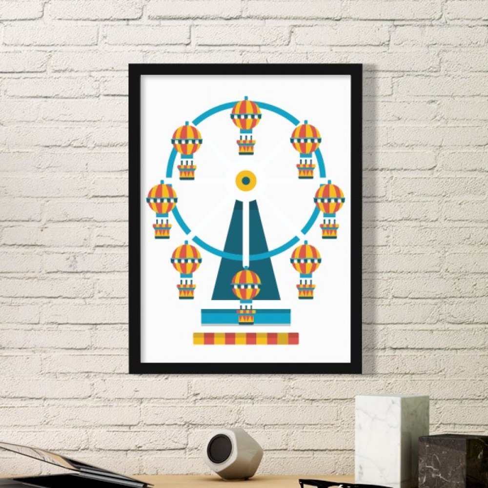 Illustration grande roue cadre noir deco salon chambre pour creer une ambiance parc chaleureuse