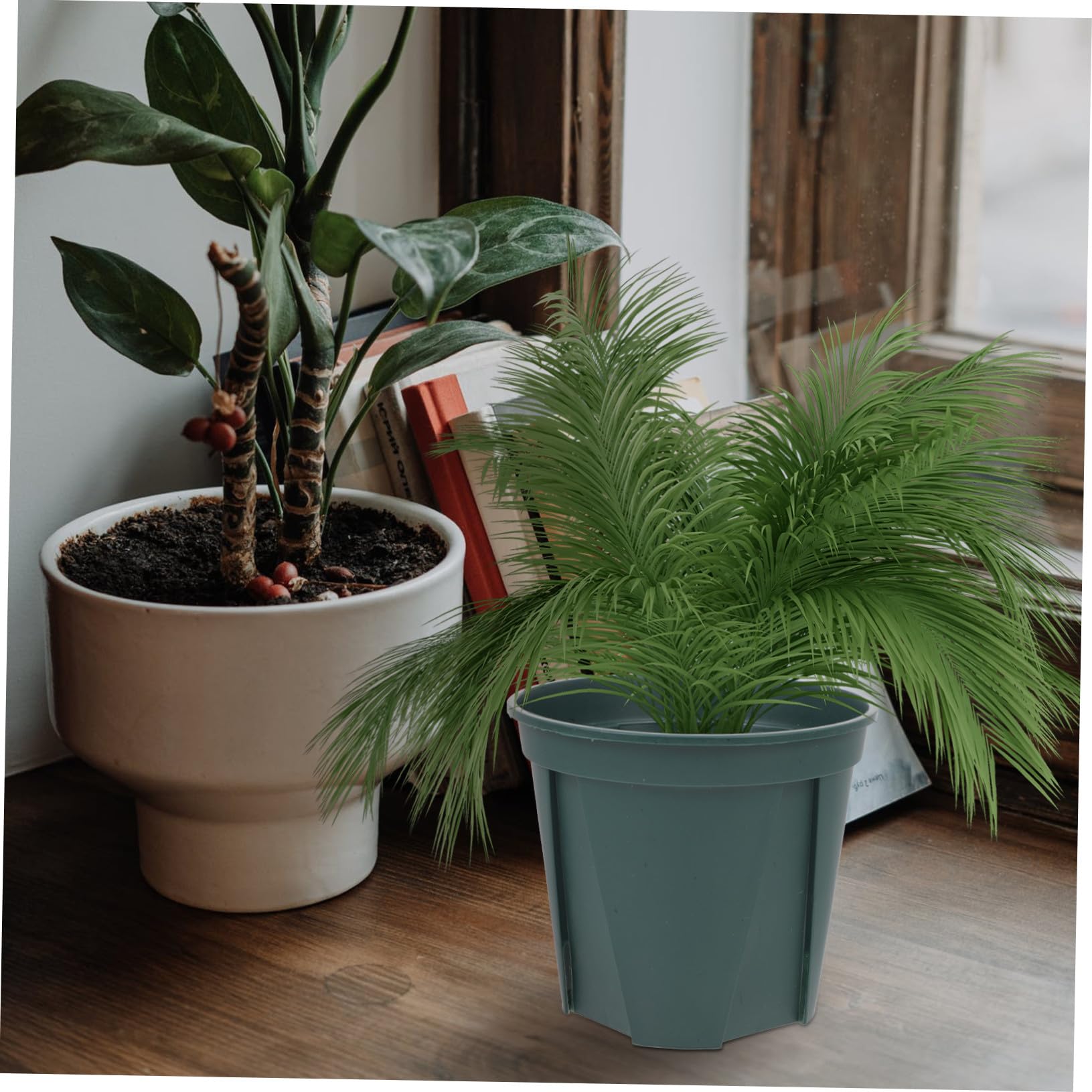 5 Pièces Pots de Fleurs Contrôle des Racines avec Ventilation Rond pour Plantes Intérieur et Extérieur Contenants Respirants pour Jardinières Vert Modèle