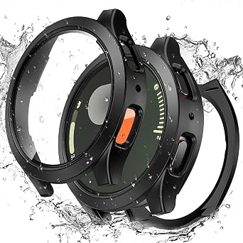 [2 in 1] Goton Waterproof Case for Samsung Galaxy Watch 7 6 5 4 FE 44mm 40mm, 360 Protective Hard PC Front & Back Bumper with Tempered Glass Screen Protector for Galaxy Watch Cover 7 44mm