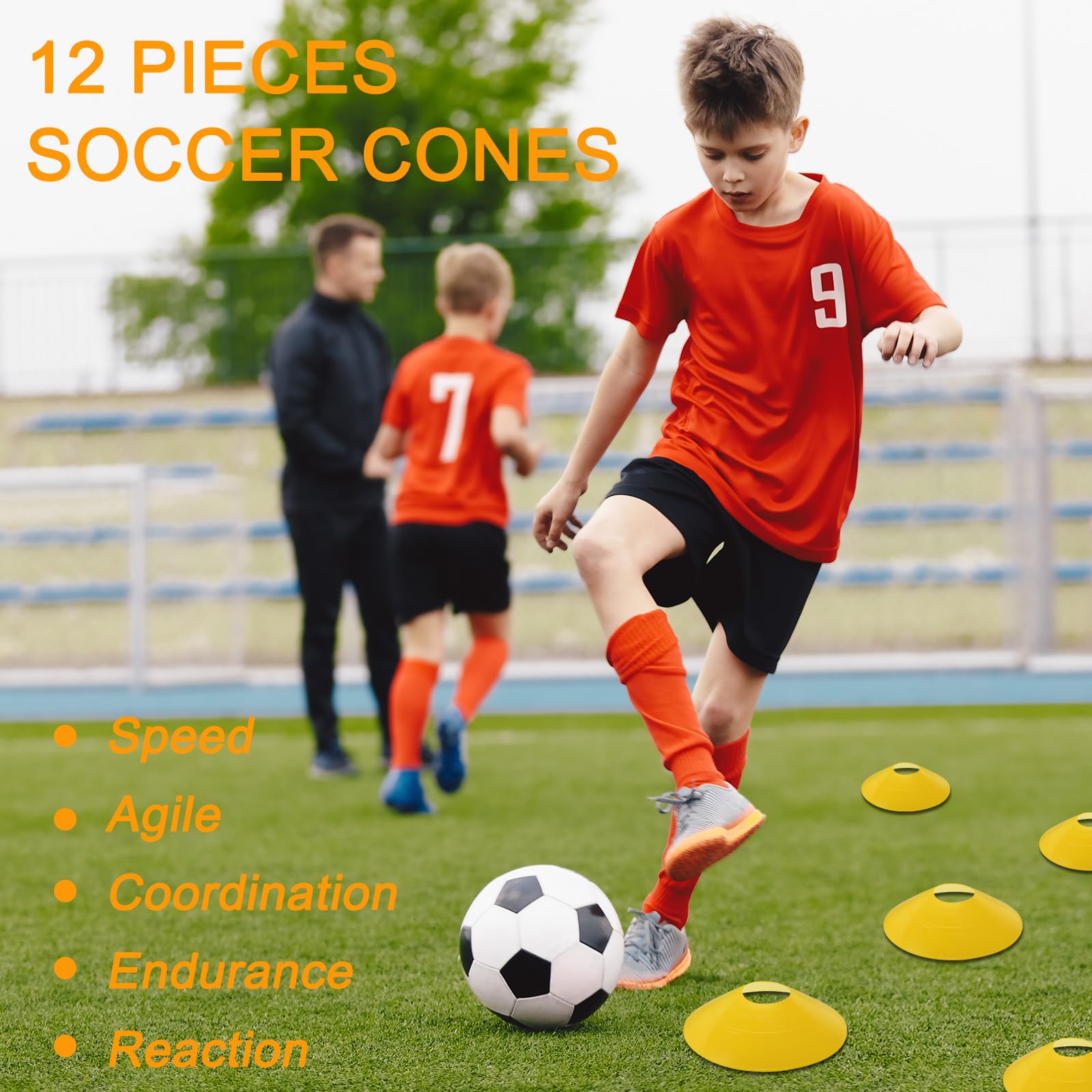 PATIKIL Agilidad Escalera Velocidad Entrenamiento Equipo Incluye 20 pies Agilidad Escalera, 12 Fútbol Conos, Resistencia Paracaídas, 4 Obstáculos Ajustables para Fútbol, Amarillo