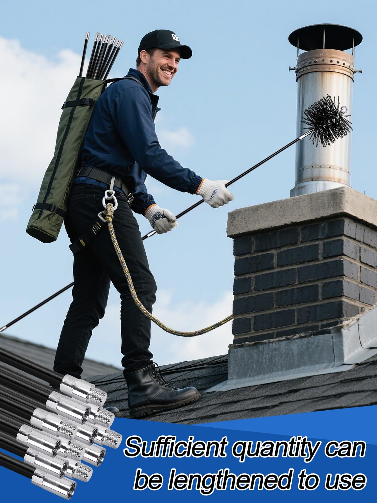 Manual Chimney Cleaning Tools Buy 12Pcs 36 FT Total Black Fiberglass ...