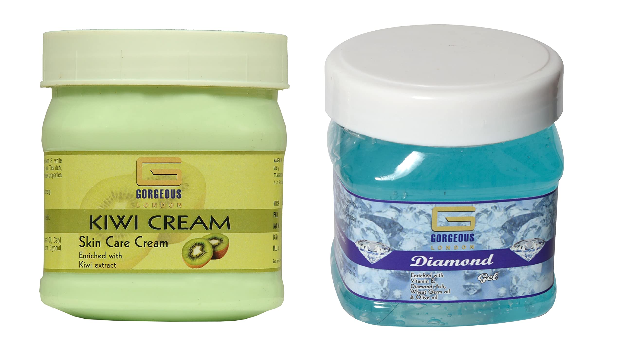 Gorgeous London Kiwi Cream and Diamond Gel Combo (Pack of 2) Each 450ml