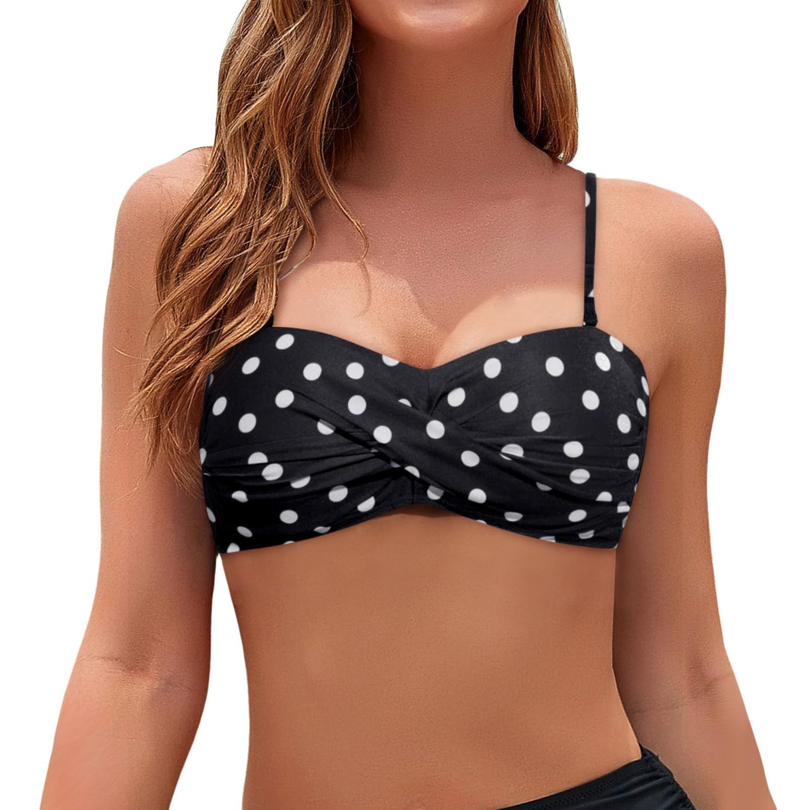 Zestawy Bikini Dla Kobiet Góra Od Bikini Typu Bandeau Góra Od Kostiumu Kąpielowego Bez Ramiączek, Czarna, M
