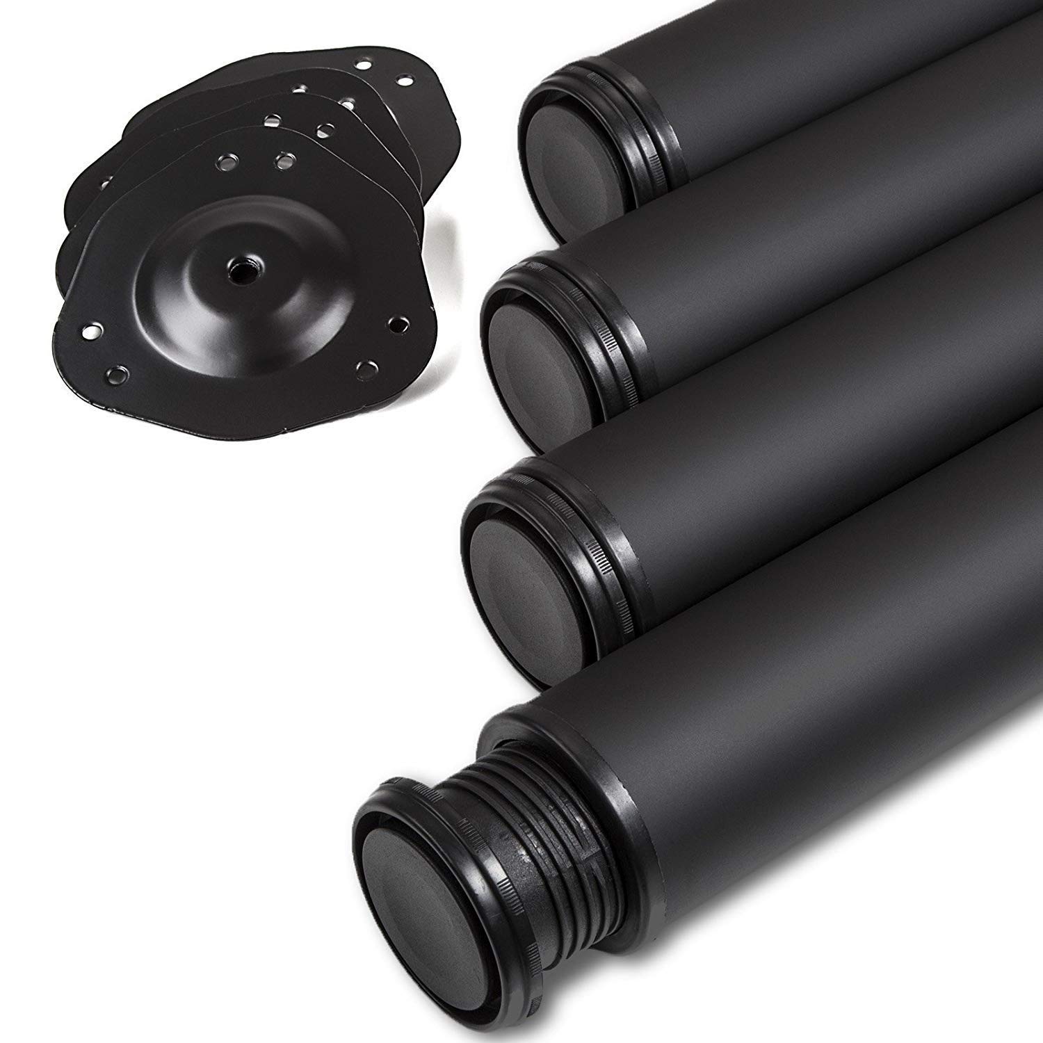 SOTECH Set da 4 x Gambe da Tavolo/Altezza 710 mm/Altezza Regolabile/Ø 60 mm/NERO/Portata fino a 75Kg per