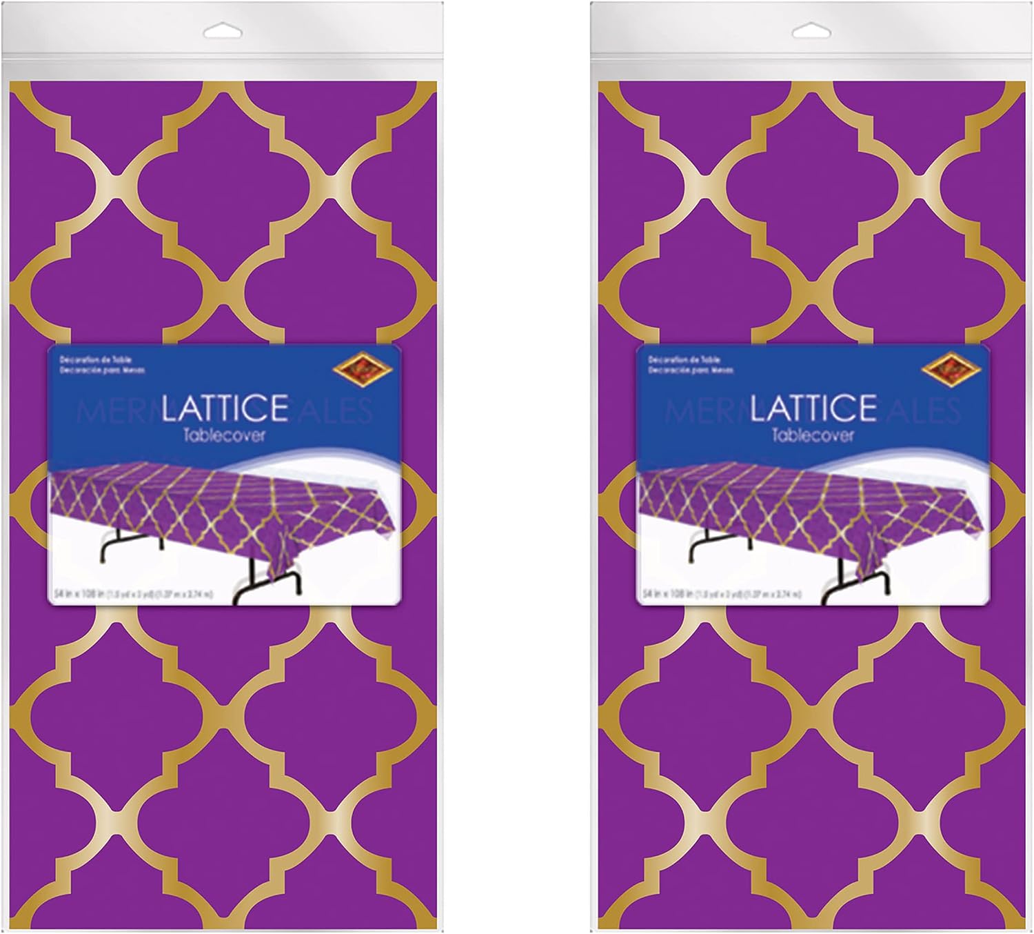 Beistle Lattice Tablecovers, 54” x 108”, 2 Pieces – Plastic Table Cloth, Moroccan Decorations for Party, Moroccan Tablecloth, Arabian Nights Theme Party, Rectangular Table Cloth