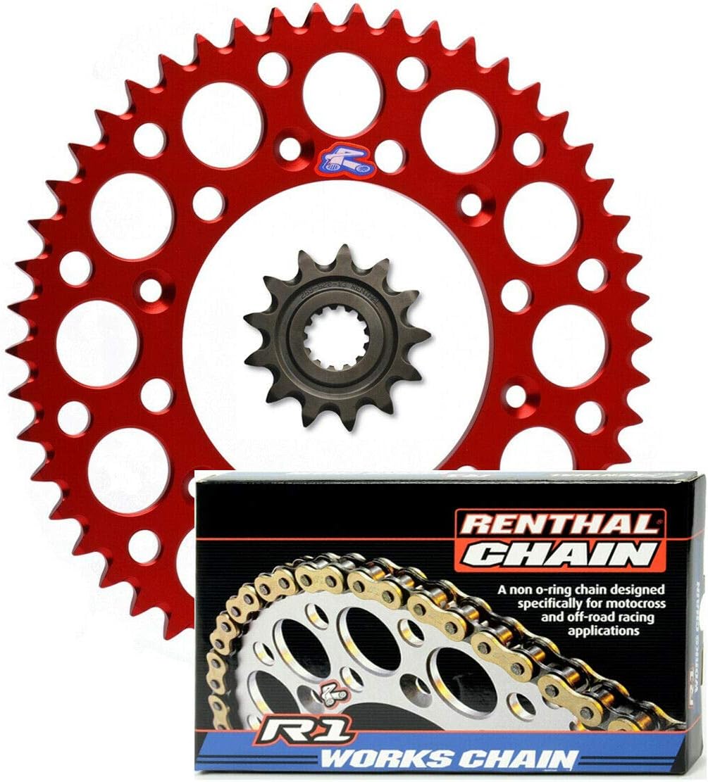 Renthal Grooved Front & Ultralight Rear Sprocket & R1 Works Chain Kit - 14/49 BLACK - Compatible with 2002 to 2022 Honda CRF450R