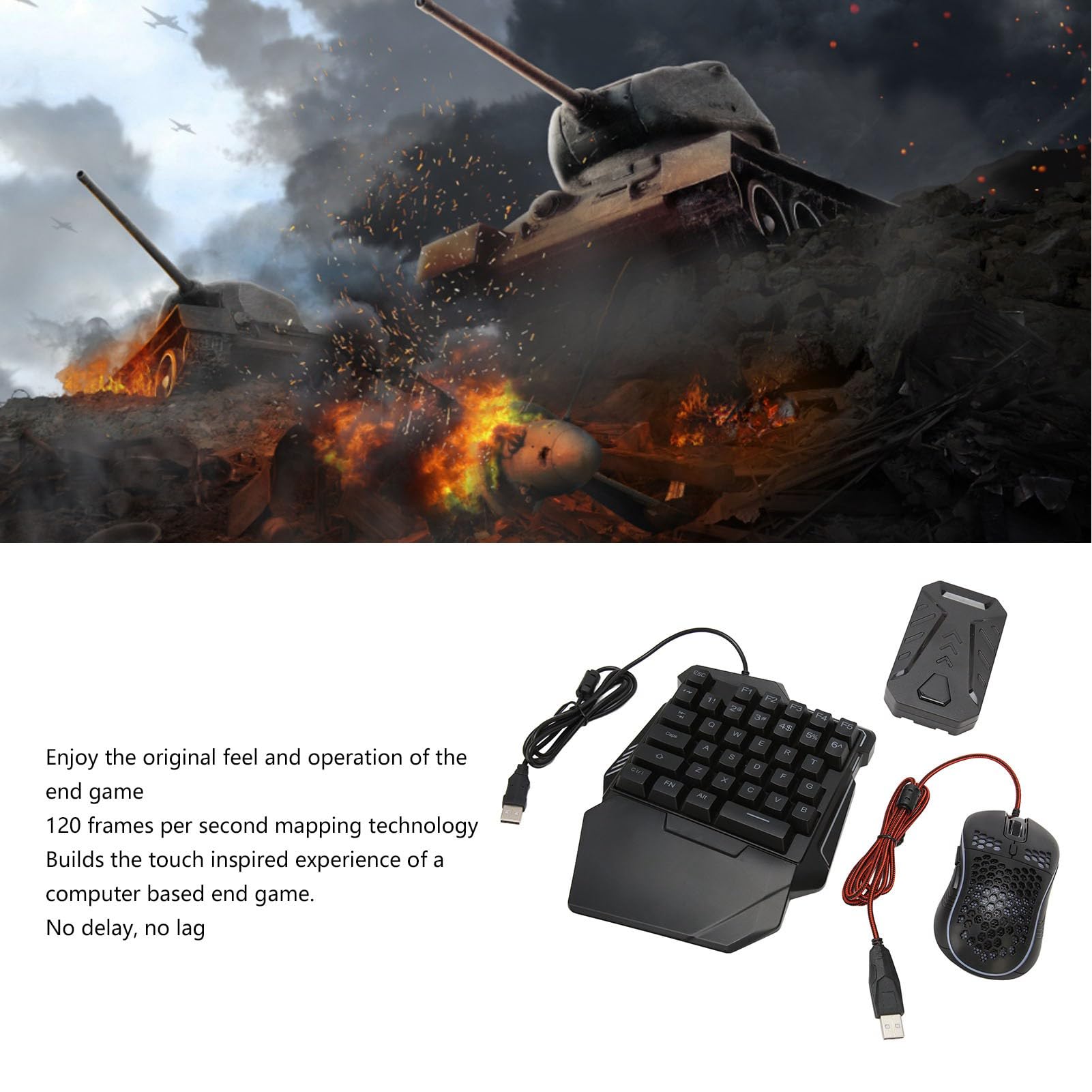 Juego de Convertidor de Teclado y Mouse RGB, Convertidor de Mouse y Teclado para Juegos Compatible con PUBG Mobile Free Fire