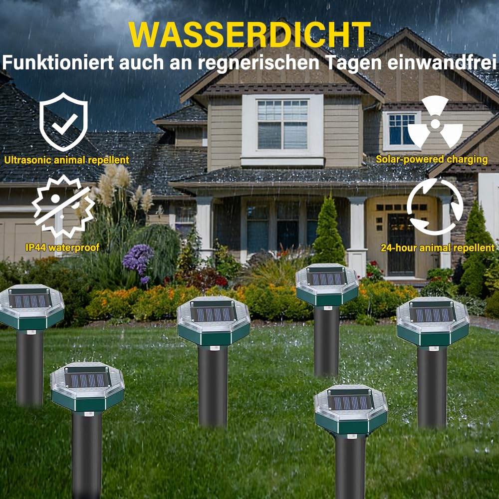 Anti Taupe Solaire Vibration Et Ultrasons,6 PiècesRepulsif Taupe Solaire,Répulsif Contre Les Taupes,Répulsif Contre Les Campagnols,Répulsifs Solaires Anti-Taupes pour Le Pelouses Et Les Jardin