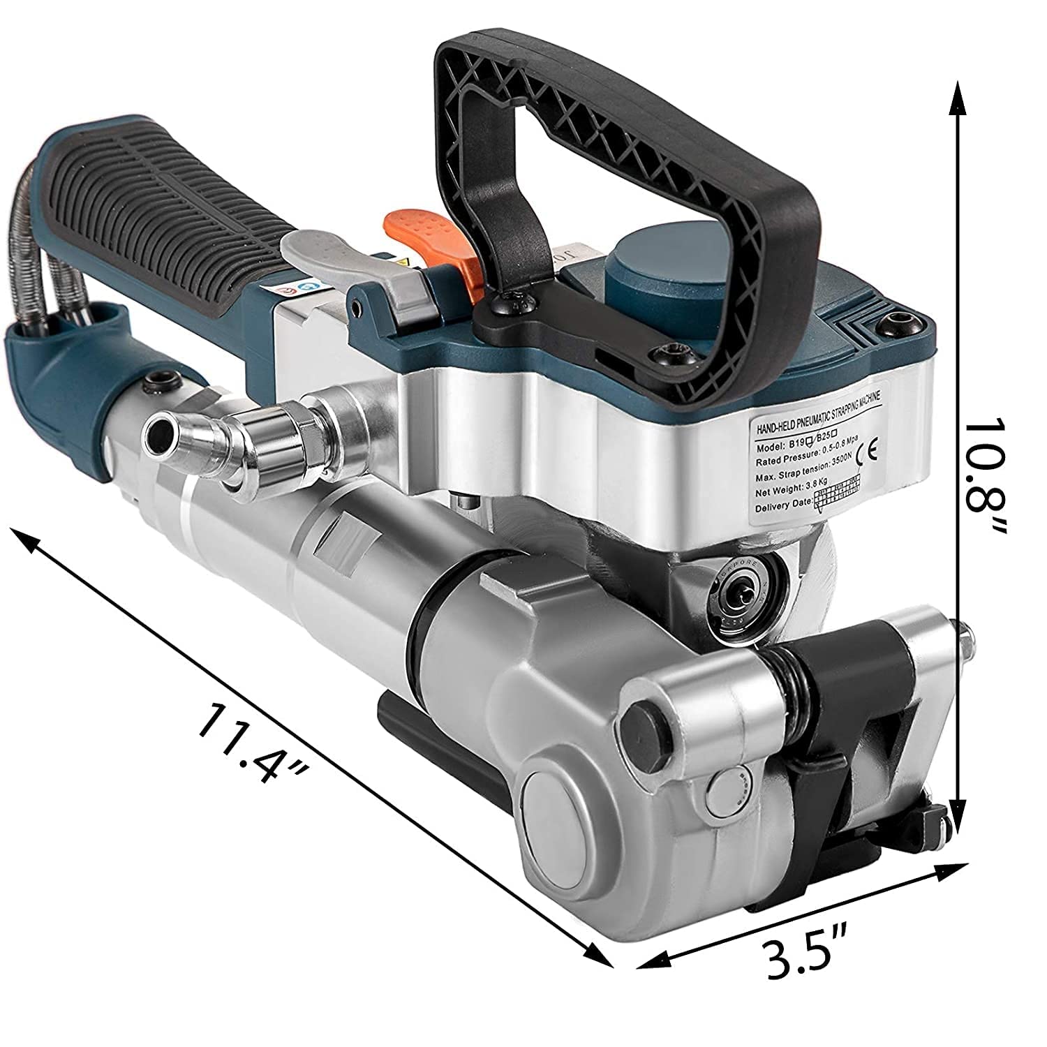 Pneumatisches Umreifungsgerät, handgeführte Umreifungsmaschine, maximale Spannung 3500 N, beheizte Umreifungsmaschine, für Industrieverpackungen
