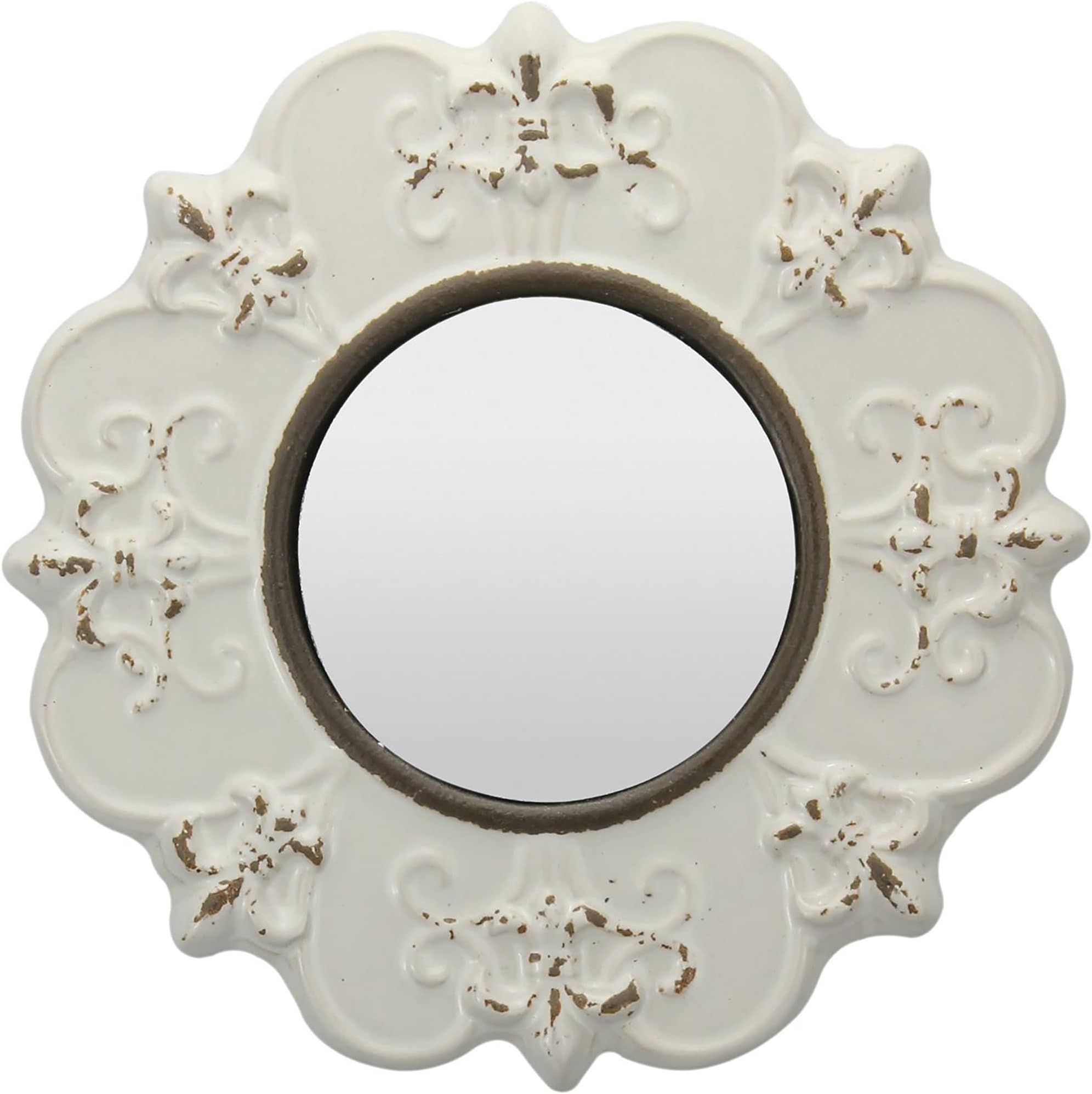 Decorative 8" Round Ceramic Wall Accent Mirror