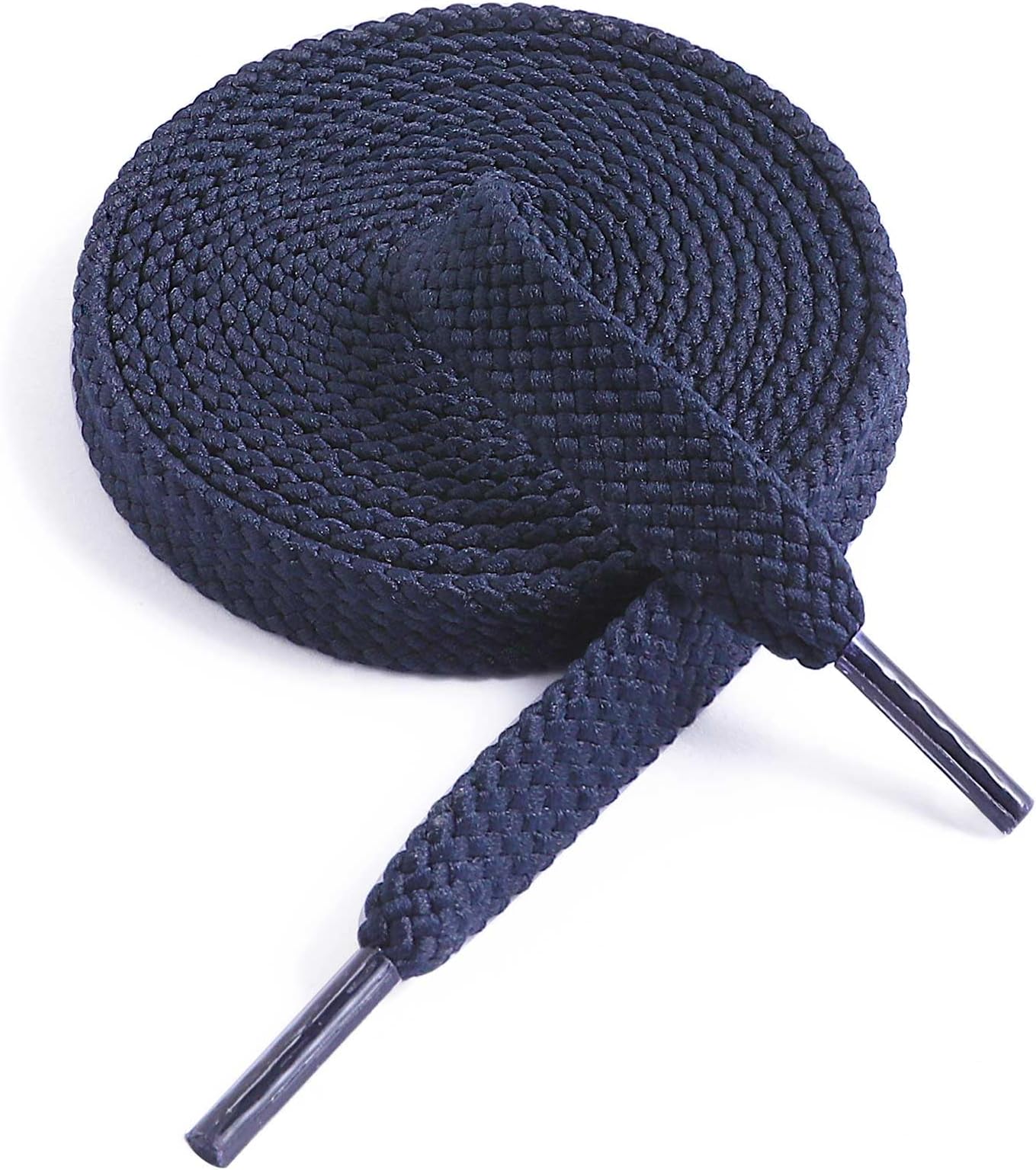 Double Layer Flat Shoe Laces for Trainers, 8mm Wide Trainers Laces, Laces for Trainers, Sneakers Shoe Laces for Men or Women, Navy Blue, 55" ( 140 cm ) - 1 Pair