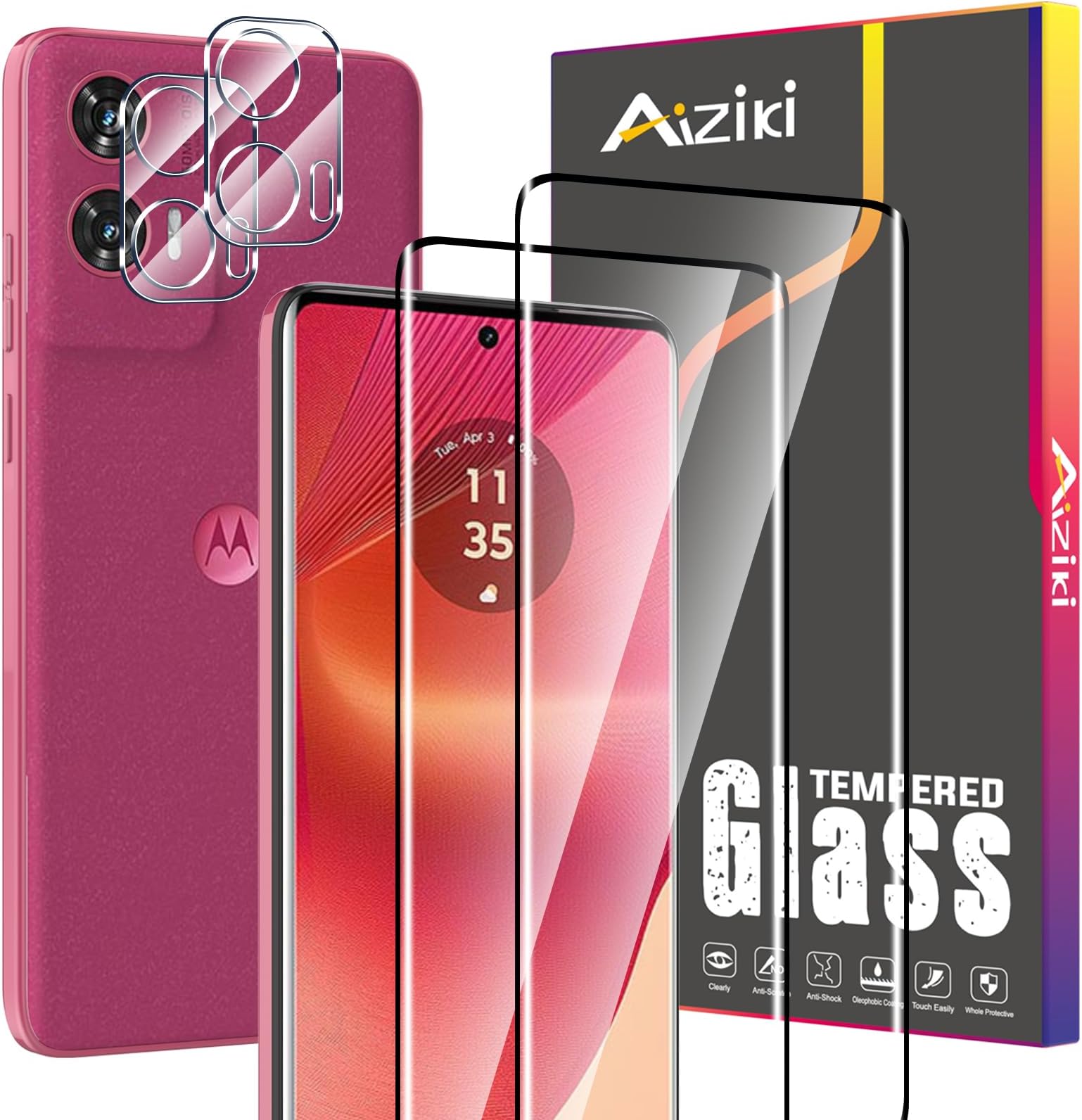 2+2Pack Screen Protector for Moto Edge 50 Fusion 5G, 3D Film with Camera Lens Protector, 9H Hardness, Shatterproof, Bubble Free for Moto Edge 50 Fusion Tempered Glass, Case Friendly