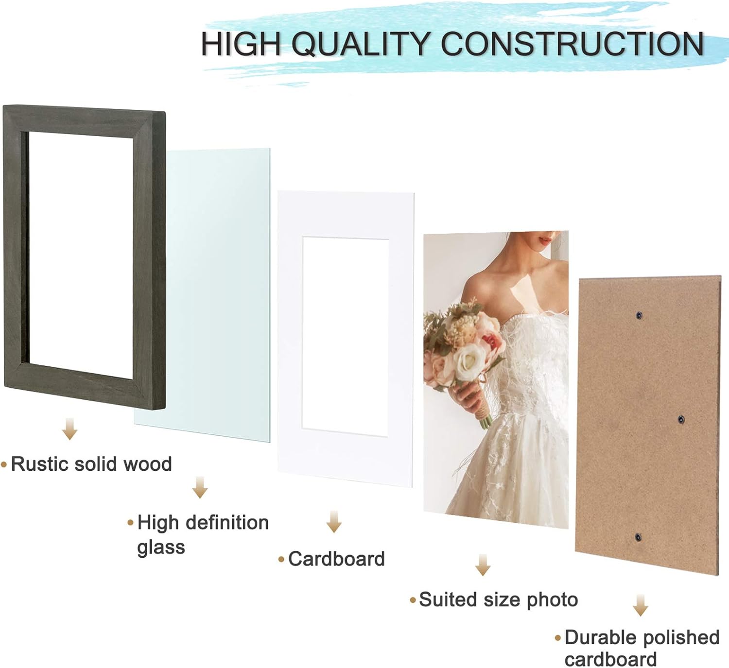 DLQuarts 5x7 Picture Frames, for Wall Mount or Tabletop, 2-Pack, 3.5x5 with Mat or 5x7 Without Mat Weathered Green