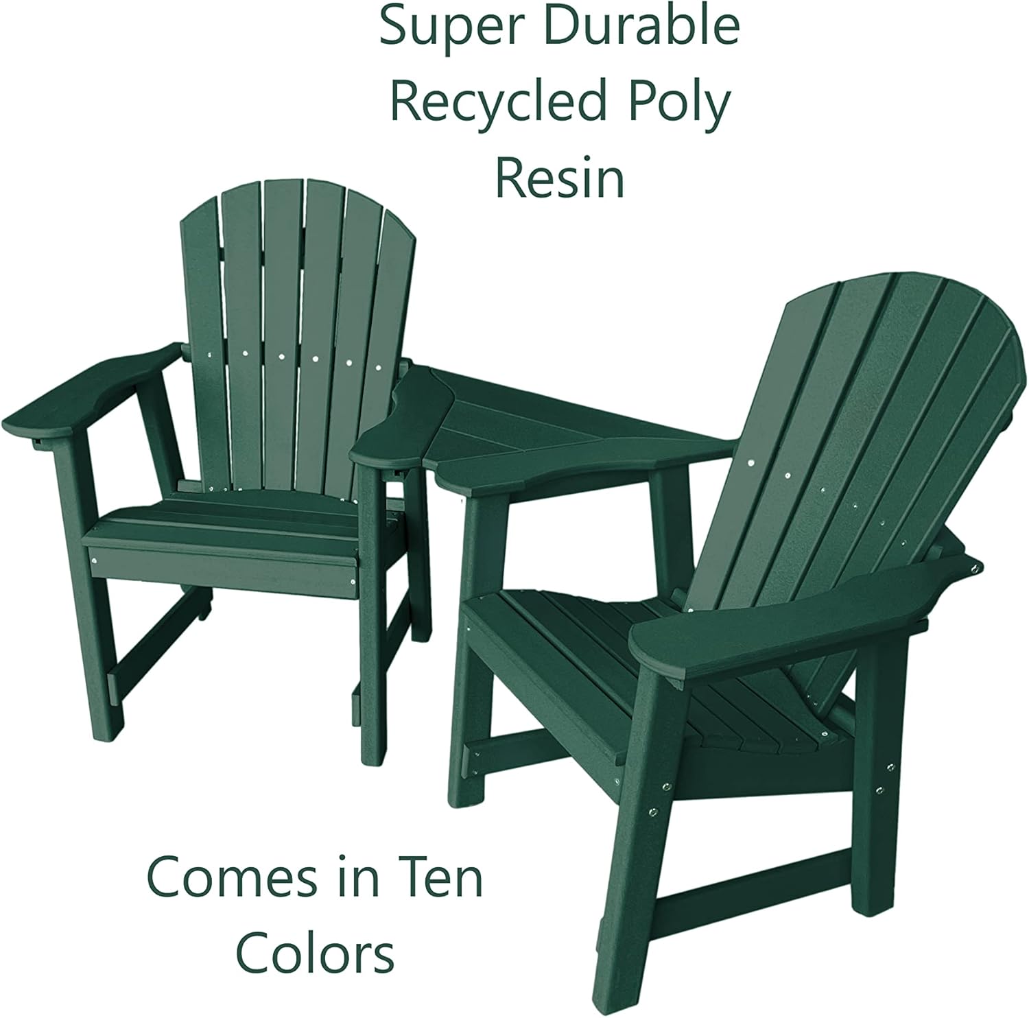 Phat Tommy 2 Chair Dining Table Set - Poly Outdoor Furniture - Small Patio Dining Set for Apartment Balcony Furniture, Recycled Poly Lumber Chairs and Table, Green