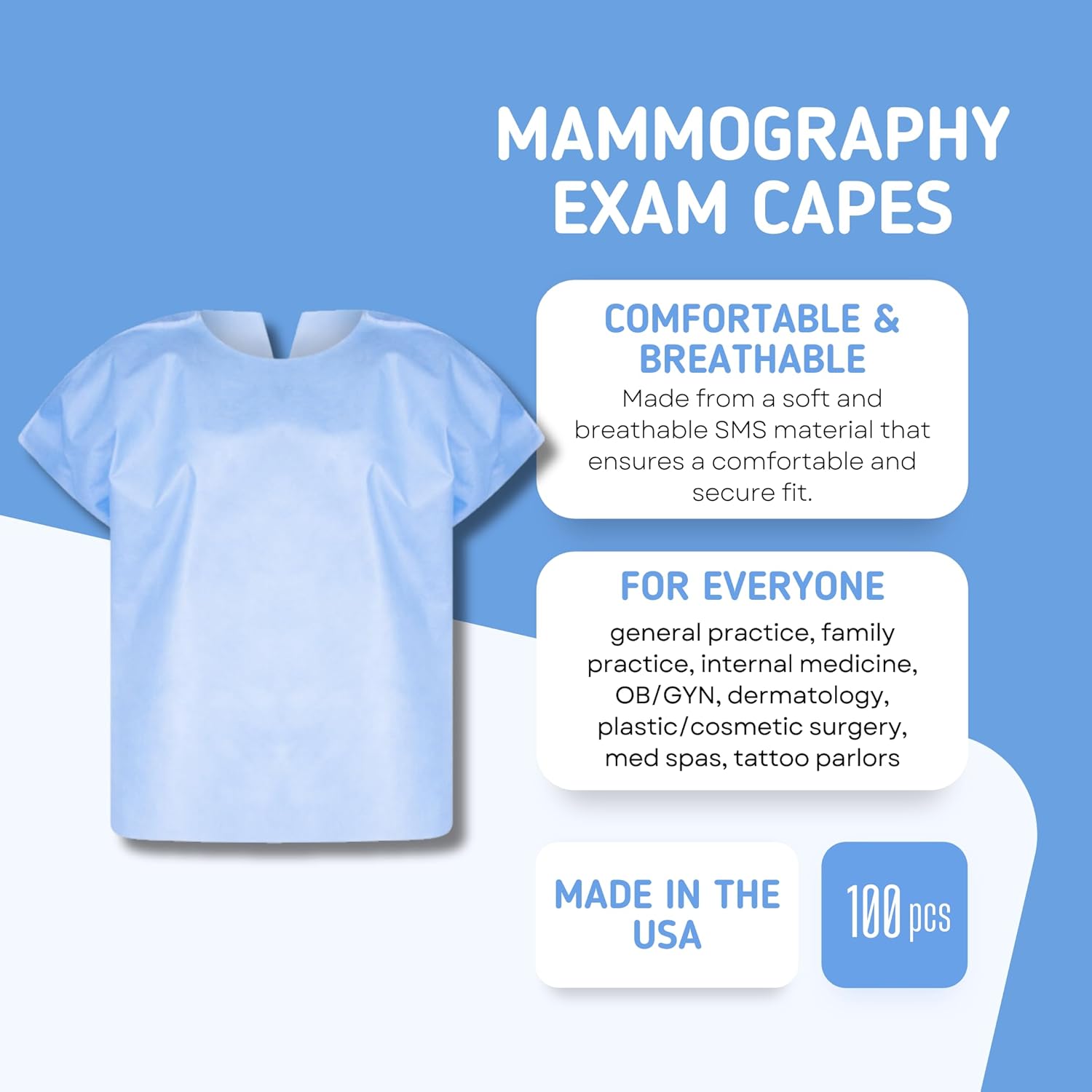 Disposable Mammography Exam Cape - Made in The USA (LG/XL)