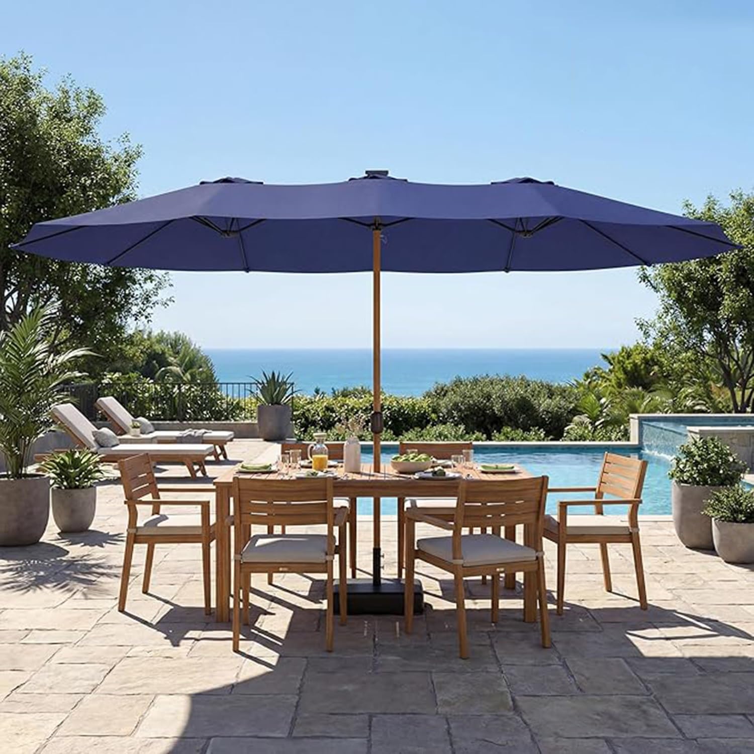 4.6x2.7m Telo Ombrellone Ricambio 12 Stecche,Patio Copertura Tessuto di Ricambio,Copertura Baldacchino di Ricambio Ombrellone Per Giardini, Balconi, Spiagge, Esterni(Beige)