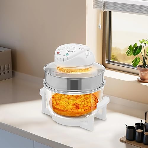 Miniatura 6 de Freidora de aire de vidrio de 17L, freidora aireada visible de 360, horno de convección de 110 V, con 2 parrillas, freidora de aire eléctrica grande