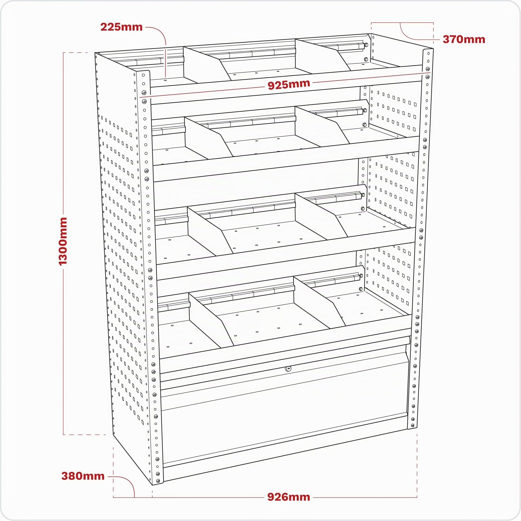 Sealey Sistema Modular de Almacenamiento para Furgoneta con Estante Plano - APMSVCOMBO1