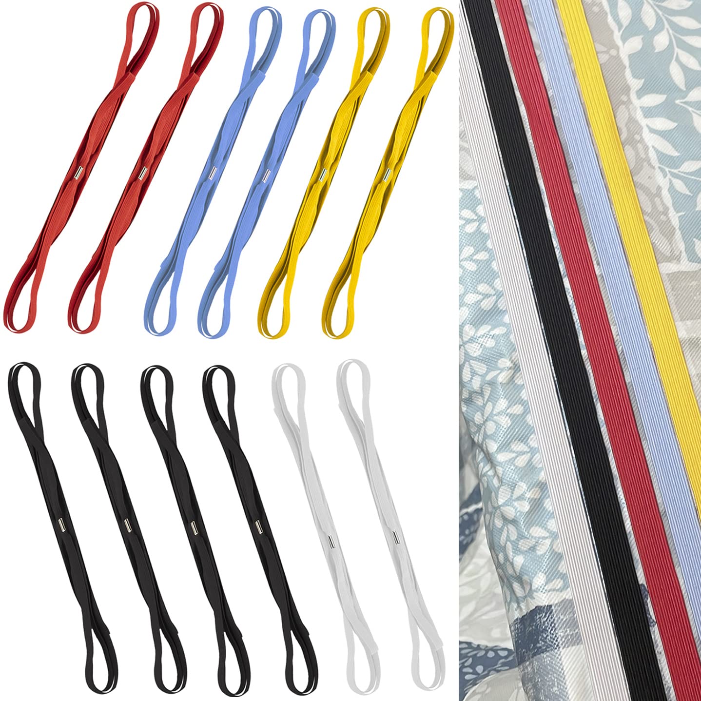 ECOHomes12 Pieces Multicolor Outdoor Table Cloth Holders - Table Bungees Strap, Cover Clips Cord Band to Hold Down Tablecloth | Suitable for Virtually All Dining, Picnic, Patio, Large Folding Tables