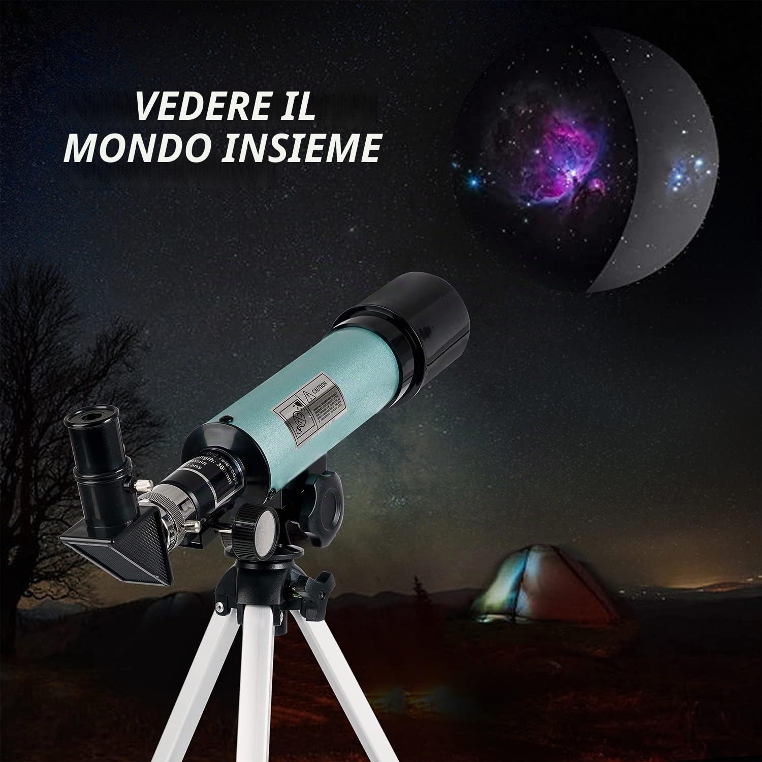 Telescopio Astronomico Bambini, Telescopio 360/50mm Zoom 90X HD Outdoor Monoculare Spazio Telescopi Rifrattore Portatile Refrattori Telescopi Con Treppiede per Bambini Adulti Principianti