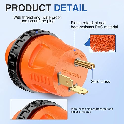 Miniatura 3 de Nilight Adaptador de corriente RV de 30 amperios a 30 amperios, conector de bloqueo giratorio TT-30P a L5-30R Enchufe macho de 30 A a receptáculo