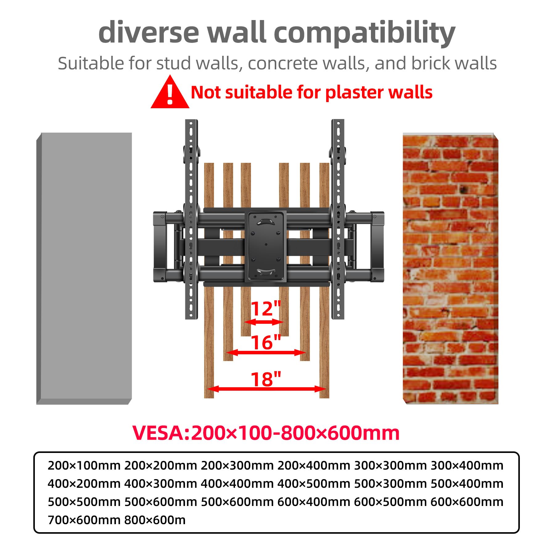 TV Wandhalterung Schwenkbar für 55-100 Zoll Fernseher, Neigbar Ausfahren Wandhalterung für Flach & Curved Fernseher von bis zu 80 kg, max. VESA 800x600mm DY999 | Vollbewegliche Universal TV Halterung mit Auszug, schwenkbar & neigbar, Flach & Curved Fernse