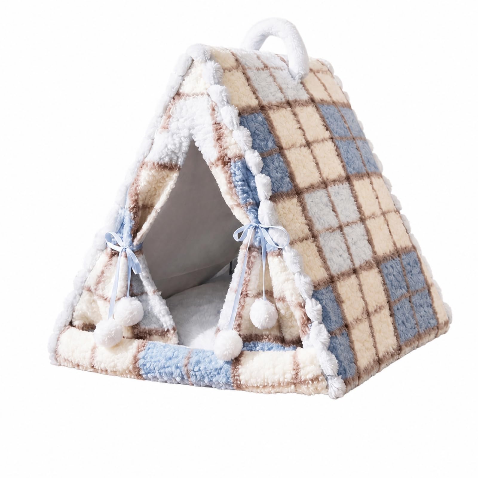 Baoblaze Cama Cúpula Acolchado | Patrón Cuadros Clásicos, Cama Tipo Cueva, Semicerrada, para Dormitorio, Perros Pequeños, M