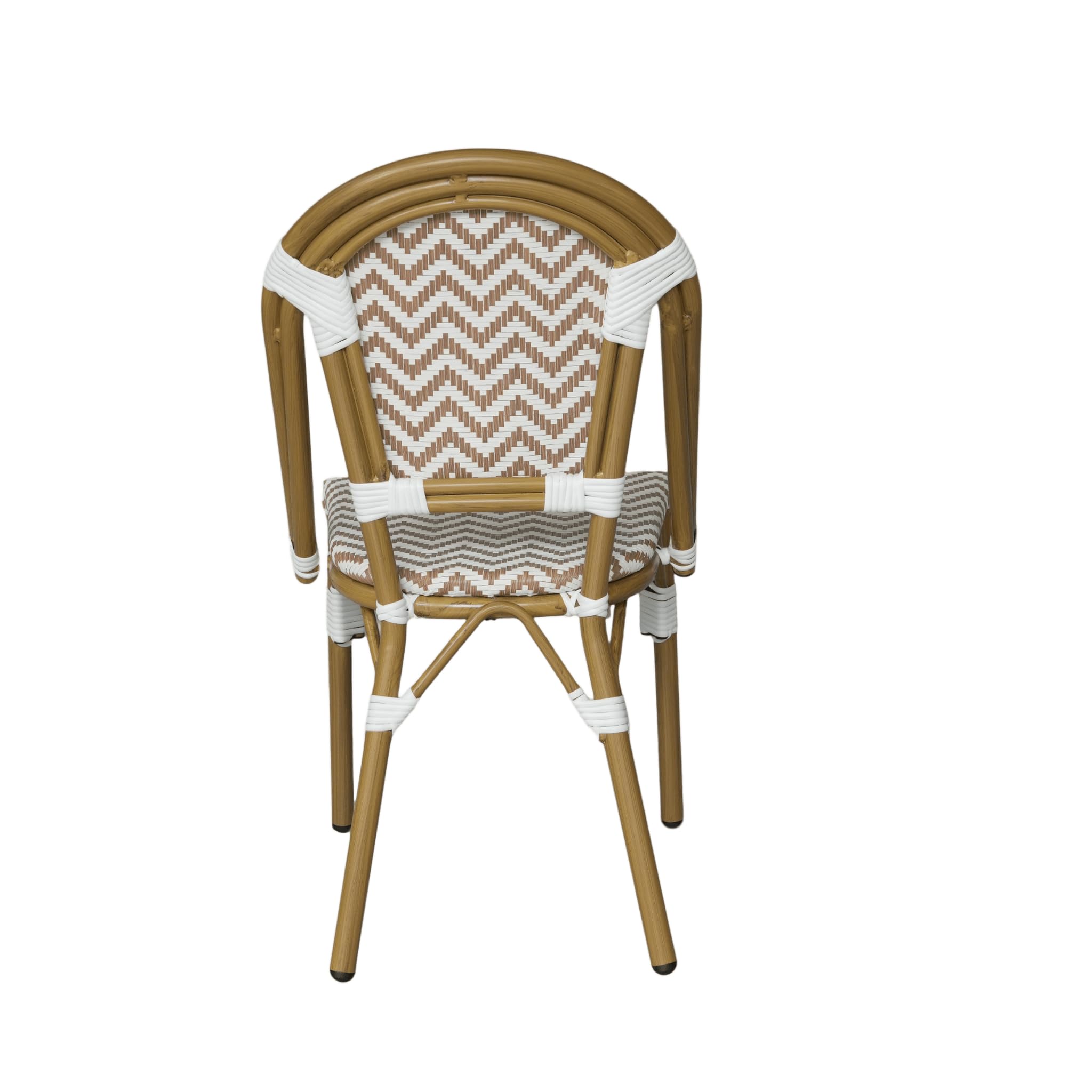 Rebecca Mobili Lot de 2 Chaises de Jardin en Aluminium, Chaises de Repas Extérieur Empilables, Marron et Blanc, Design Classique – Dimensions HxLxP : 85 x 46 x 57 cm – Art. RE7265