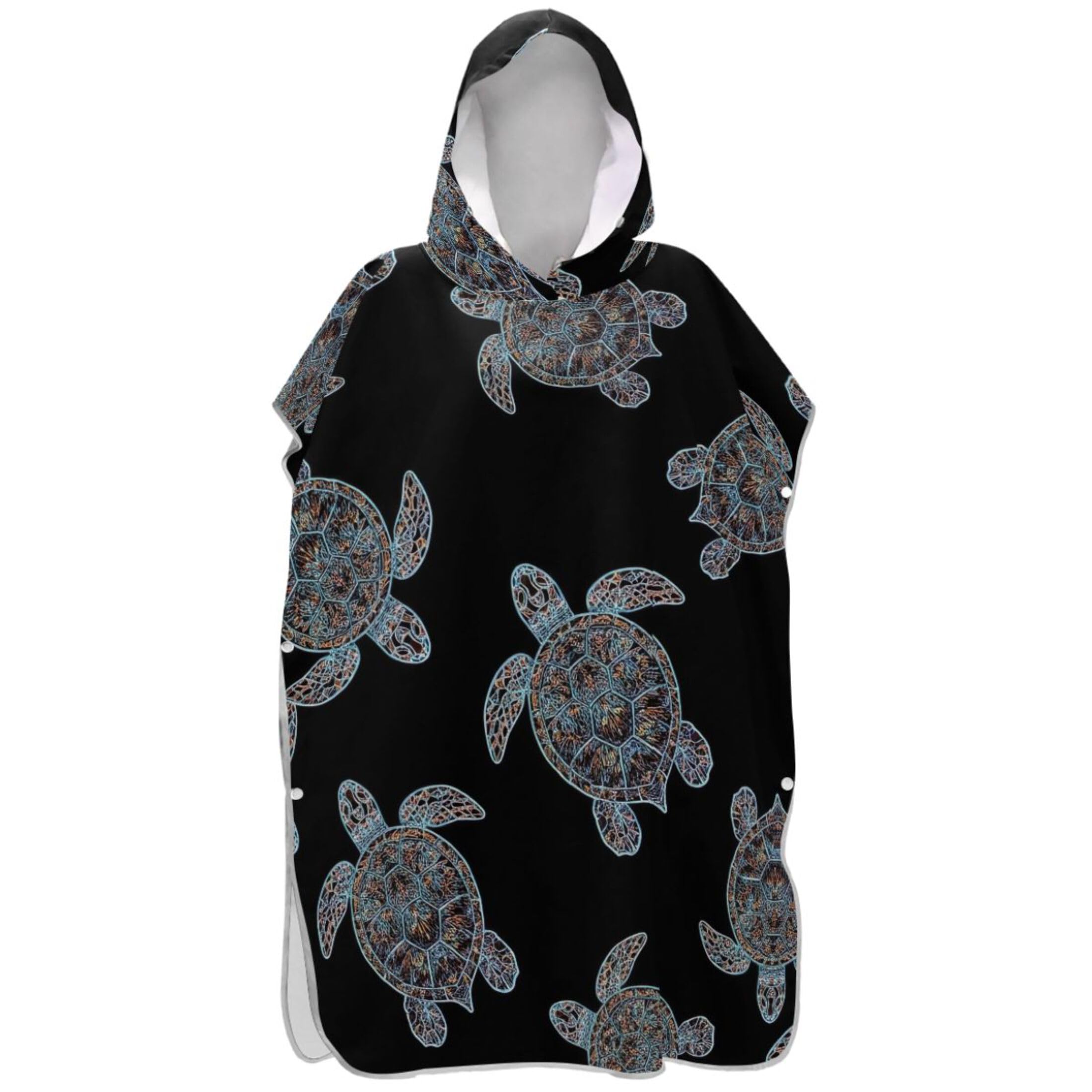 Poncho surf adulte avec capuche serviette de plage motif tortue bohème