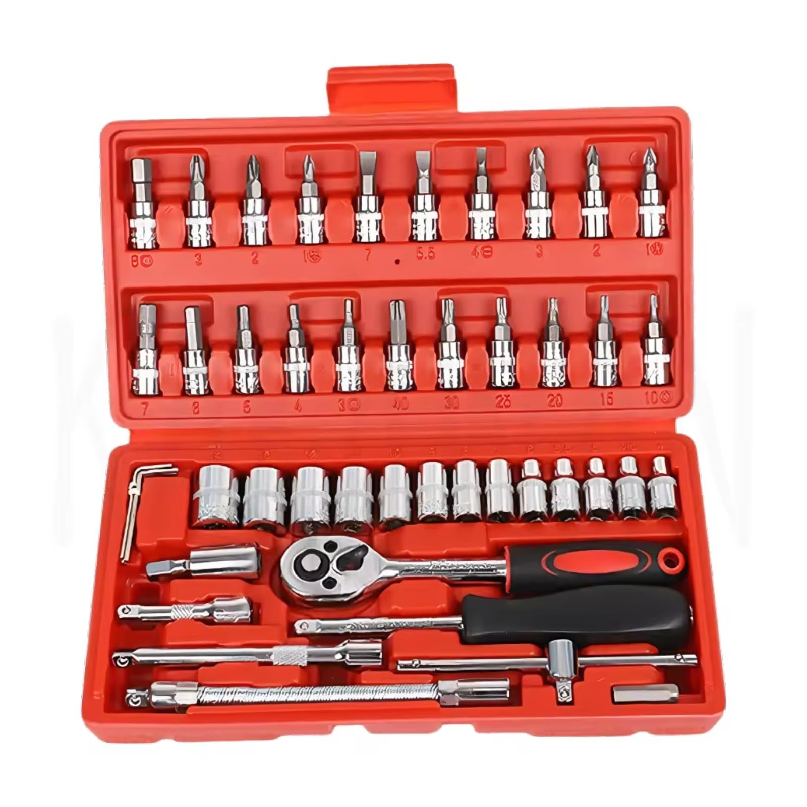 YNIYUJKL 46 Piece Ratchet Wrench Set Professal Repair Tools Nized In Sto Box For Automotive Maintenance Diy Projects Home Repairs