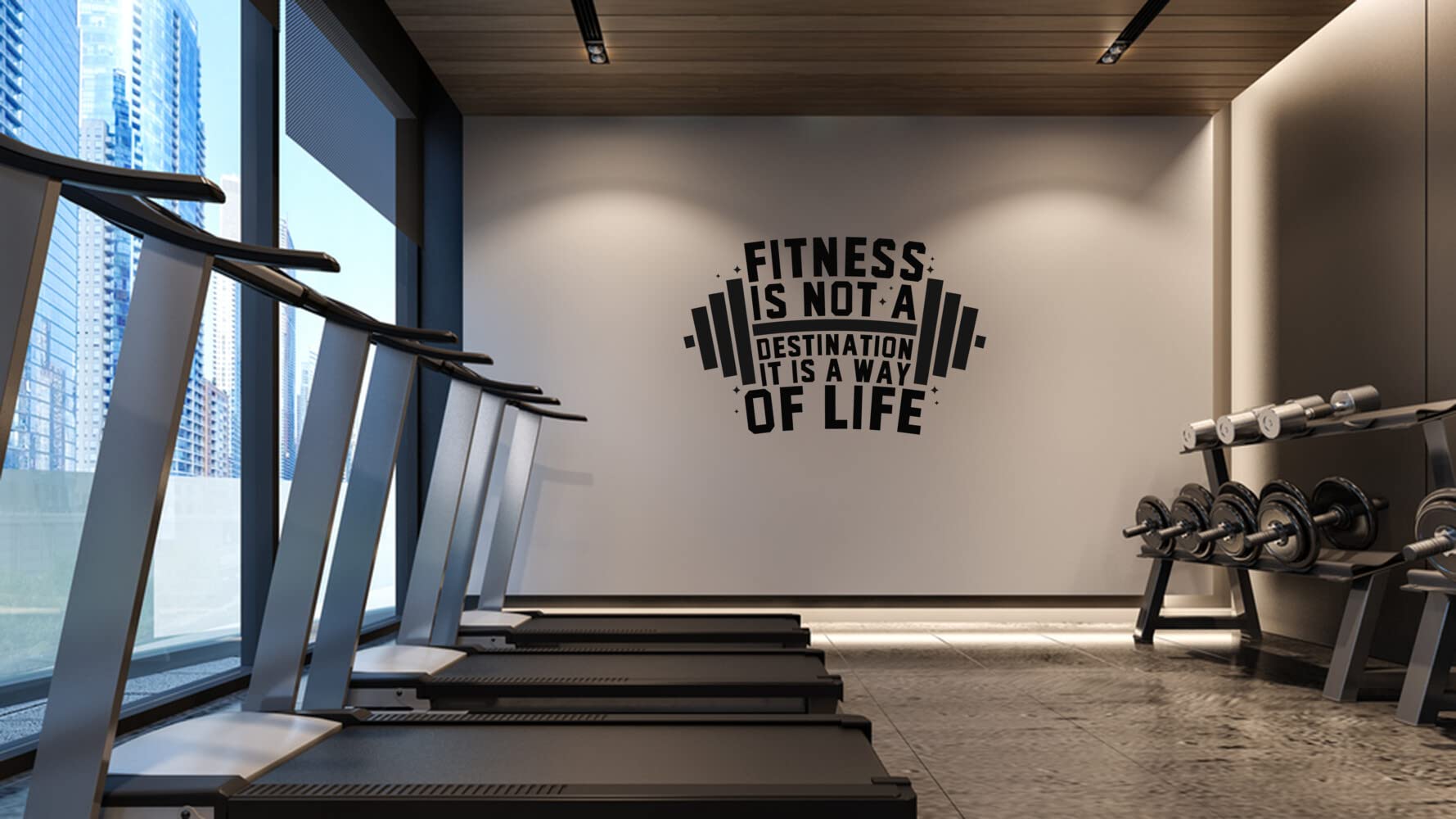 JVERF JBZ0567 Fitness is Not A Destination It is A Way of Life HD Self  Adhesive Gym Fitness Motivational Quote Wall Sticker(Black) [2 ft x 2 ft] /  [61
